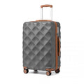 British Traveller 24 Inch Ultralight ABS And Polycarbonate Bumpy Diamond Suitcase With TSA Lock - Grey And Brown