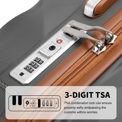 British Traveller 24 Inch Ultralight ABS And Polycarbonate Bumpy Diamond Suitcase With TSA Lock - Grey And Brown