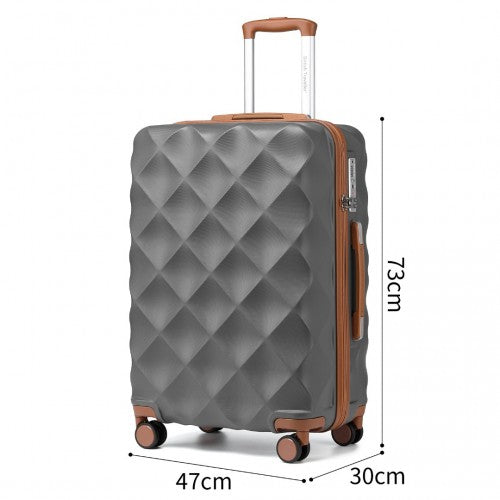 British Traveller Ultralight ABS And Polycarbonate Bumpy Diamond 3 Pcs Luggage Set With TSA Lock - Grey And Brown