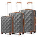 British Traveller Ultralight ABS And Polycarbonate Bumpy Diamond 3 Pcs Luggage Set With TSA Lock - Grey And Brown