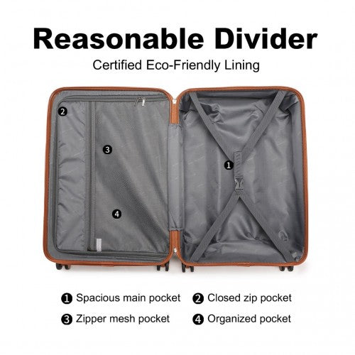 British Traveller 20 Inch Ultralight ABS And Polycarbonate Bumpy Diamond Suitcase With TSA Lock - Navy And Brown
