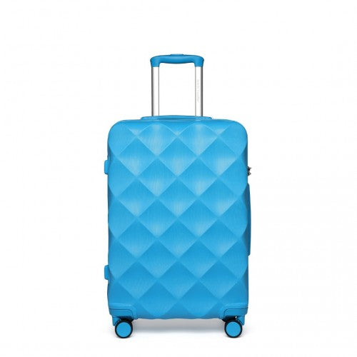 British Traveller 24 Inch Ultralight ABS And Polycarbonate Bumpy Diamond Suitcase With TSA Lock - Blue