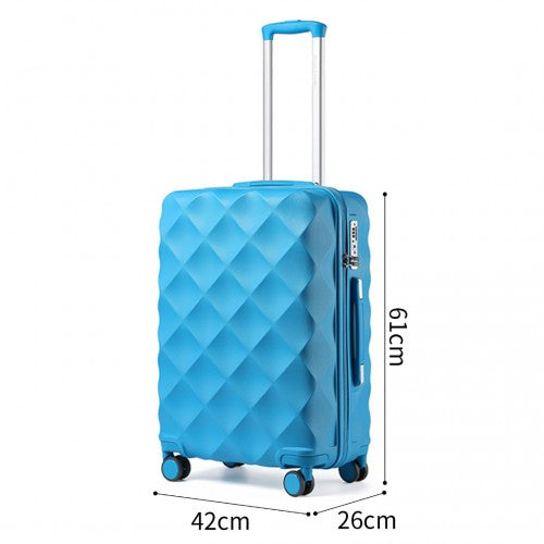 British Traveller 24 Inch Ultralight ABS And Polycarbonate Bumpy Diamond Suitcase With TSA Lock - Blue
