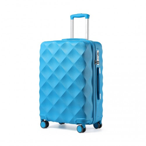 British Traveller 24 Inch Ultralight ABS And Polycarbonate Bumpy Diamond Suitcase With TSA Lock - Blue