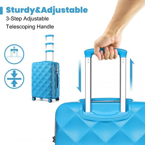 British Traveller 24 Inch Ultralight ABS And Polycarbonate Bumpy Diamond Suitcase With TSA Lock - Blue