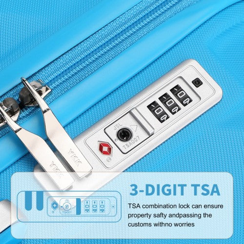 British Traveller 24 Inch Ultralight ABS And Polycarbonate Bumpy Diamond Suitcase With TSA Lock - Blue