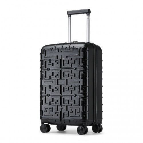 Supercase Stylish 20 Inch Carry - On Polypropylene Hardshell Suitcase with Maze Pattern - Black