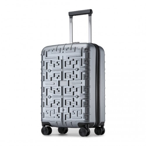 Supercase Stylish 20 Inch Carry - On Polypropylene Hardshell Suitcase with Maze Pattern - Silver