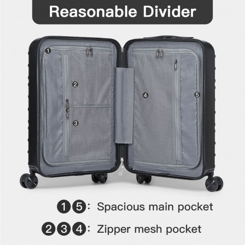 Supercase Stylish 20 Inch Carry - On Polypropylene Hardshell Suitcase with Maze Pattern - Black