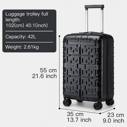 Supercase Stylish 20 Inch Carry - On Polypropylene Hardshell Suitcase with Maze Pattern - Black
