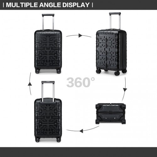 Supercase Stylish 20 Inch Carry - On Polypropylene Hardshell Suitcase with Maze Pattern - Black