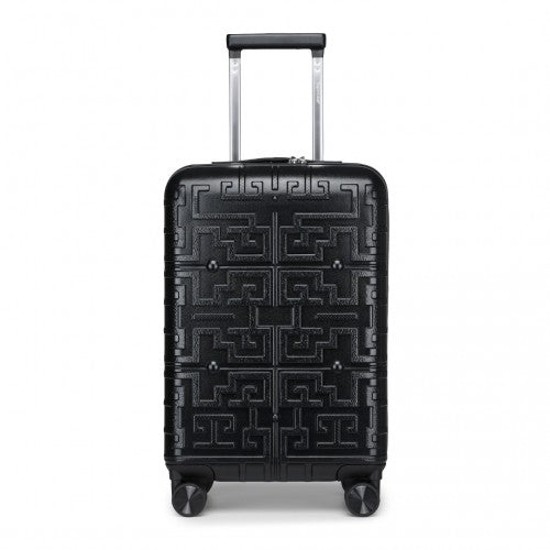 Supercase Stylish 20 Inch Carry - On Polypropylene Hardshell Suitcase with Maze Pattern - Black