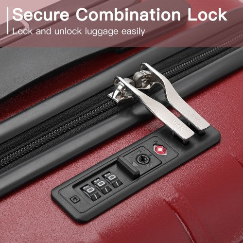 Supercase Stylish 20 Inch Carry - On Polypropylene Hardshell Suitcase with Maze Pattern - Red