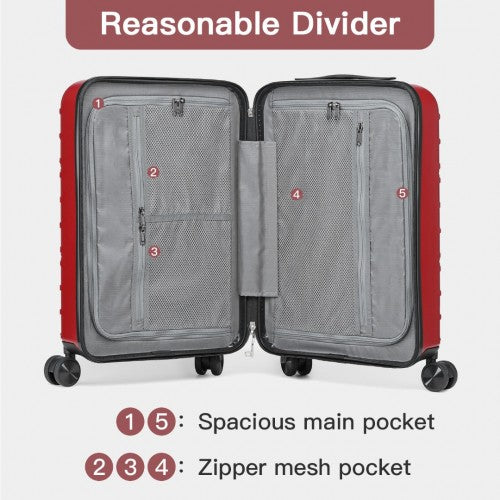 Supercase Stylish 20 Inch Carry - On Polypropylene Hardshell Suitcase with Maze Pattern - Red