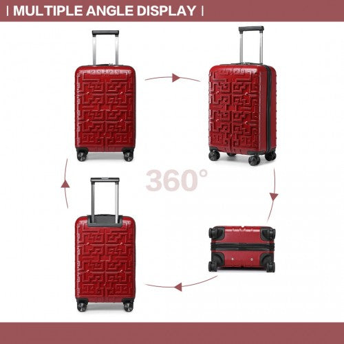 Supercase Stylish 20 Inch Carry - On Polypropylene Hardshell Suitcase with Maze Pattern - Red