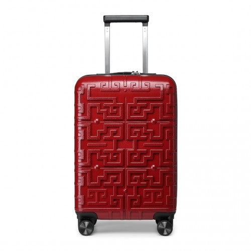Supercase Stylish 20 Inch Carry - On Polypropylene Hardshell Suitcase with Maze Pattern - Red