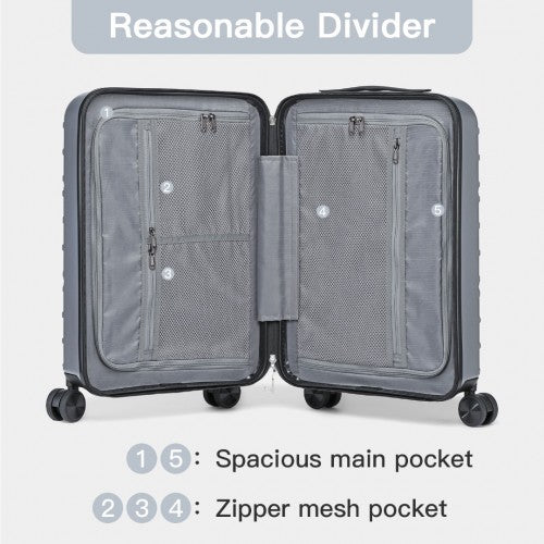 Supercase Stylish 20 Inch Carry - On Polypropylene Hardshell Suitcase with Maze Pattern - Silver