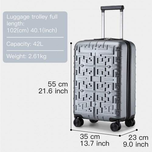 Supercase Stylish 20 Inch Carry - On Polypropylene Hardshell Suitcase with Maze Pattern - Silver