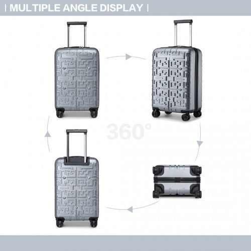 Supercase Stylish 20 Inch Carry - On Polypropylene Hardshell Suitcase with Maze Pattern - Silver