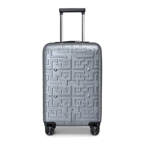 Supercase Stylish 20 Inch Carry - On Polypropylene Hardshell Suitcase with Maze Pattern - Silver