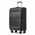 British Traveller 20 Inch Lightweight Cabin Carry - On Suitcase with Soft Shell and Laptop Compartment - Black