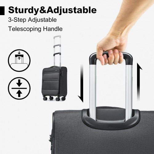 British Traveller 20 Inch Lightweight Cabin Carry - On Suitcase with Soft Shell and Laptop Compartment - Black