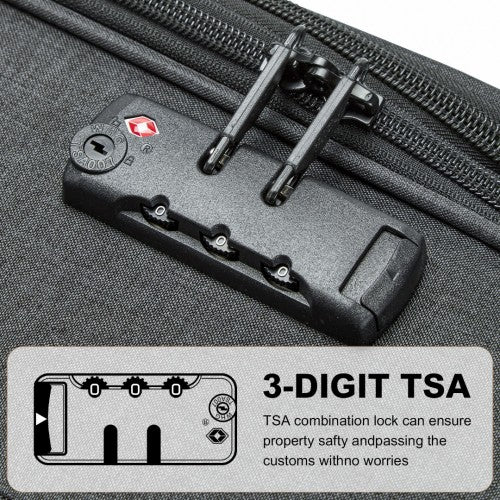 British Traveller 20 Inch Lightweight Cabin Carry - On Suitcase with Soft Shell and Laptop Compartment - Black