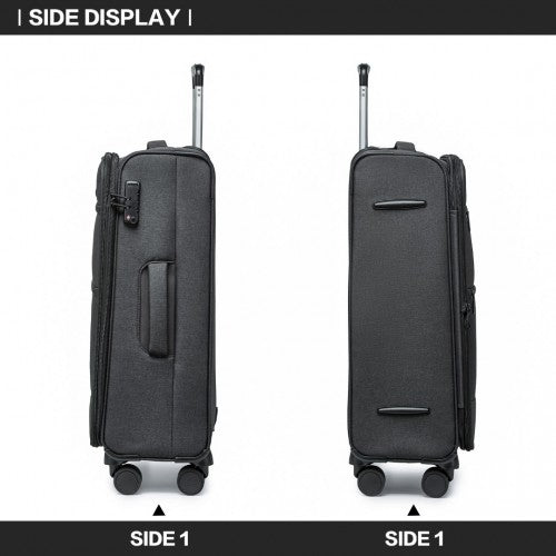 British Traveller 24 Inch Lightweight Soft Shell Expandable Suitcase With TSA Lock - Black