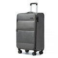 British Traveller 20 Inch Lightweight Cabin Carry - On Suitcase with Soft Shell and Laptop Compartment - Grey