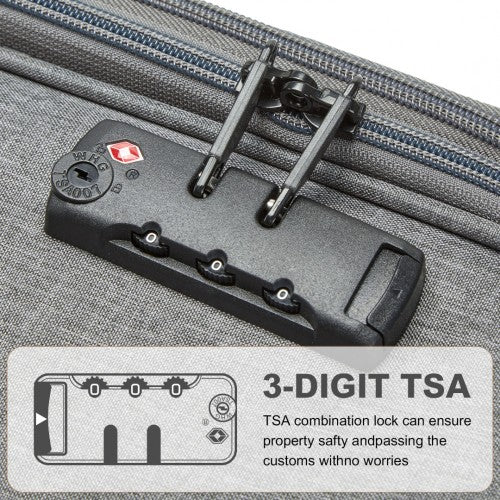 British Traveller 20 Inch Lightweight Cabin Carry - On Suitcase with Soft Shell and Laptop Compartment - Grey
