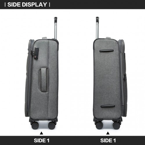 British Traveller 24 Inch Lightweight Soft Shell Expandable Suitcase With TSA Lock - Grey