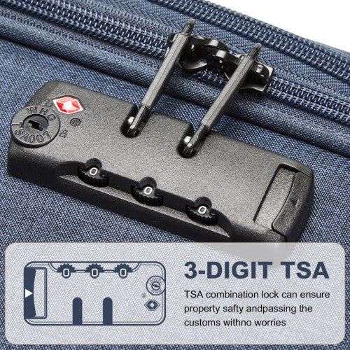 British Traveller 20 Inch Lightweight Cabin Carry - On Suitcase with Soft Shell and Laptop Compartment - Navy