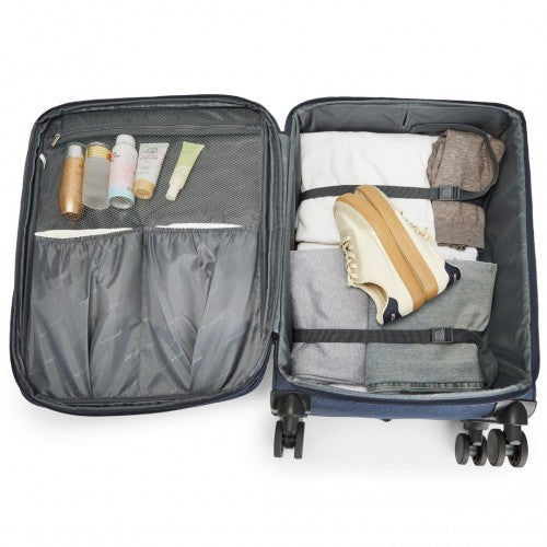 British Traveller 24 Inch Lightweight Soft Shell Expandable Suitcase With TSA Lock - Navy