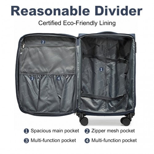British Traveller 24 Inch Lightweight Soft Shell Expandable Suitcase With TSA Lock - Navy