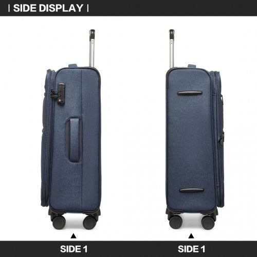 British Traveller 24 Inch Lightweight Soft Shell Expandable Suitcase With TSA Lock - Navy