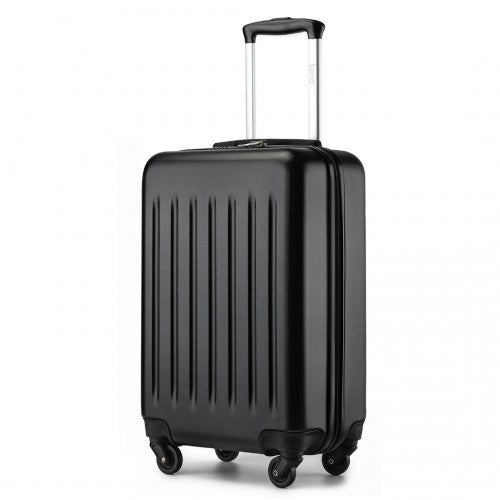 Kono Durable 20 Inch Lightweight ABS Vertical Textured Carry - On Suitcase with Secure 3 - Digit Lock - Black