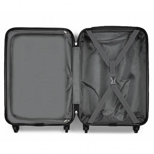 Kono Durable 20 Inch Lightweight ABS Vertical Textured Carry - On Suitcase with Secure 3 - Digit Lock - Black
