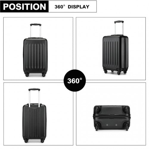 Kono Durable 20 Inch Lightweight ABS Vertical Textured Carry - On Suitcase with Secure 3 - Digit Lock - Black