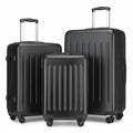 Kono Premium 3 - Piece Vertical Textured Hard - Shell ABS Luggage Set with 3 - Digit Lock & TPE Silent Wheels - Black
