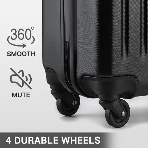 Kono Premium 3 - Piece Vertical Textured Hard - Shell ABS Luggage Set with 3 - Digit Lock & TPE Silent Wheels - Black