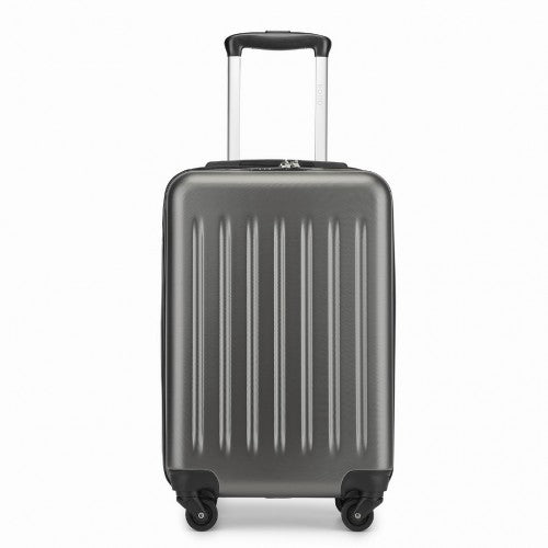 Kono Durable 20 Inch Lightweight ABS Vertical Textured Carry - On Suitcase with Secure 3 - Digit Lock - Grey