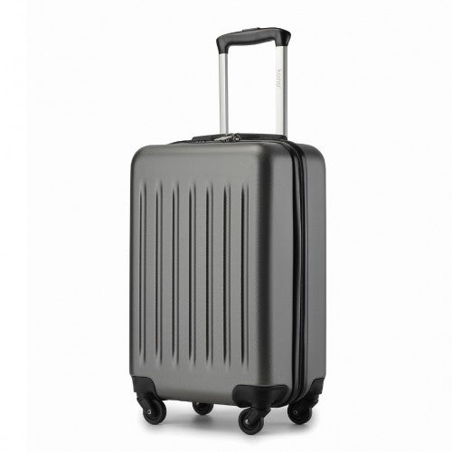 Kono Durable 20 Inch Lightweight ABS Vertical Textured Carry - On Suitcase with Secure 3 - Digit Lock - Grey