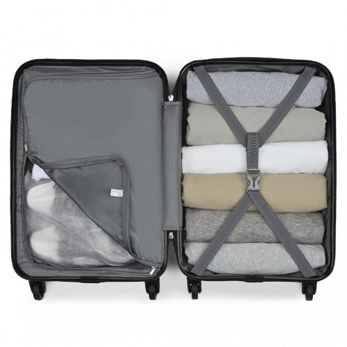 Kono Durable 20 Inch Lightweight ABS Vertical Textured Carry - On Suitcase with Secure 3 - Digit Lock - Grey