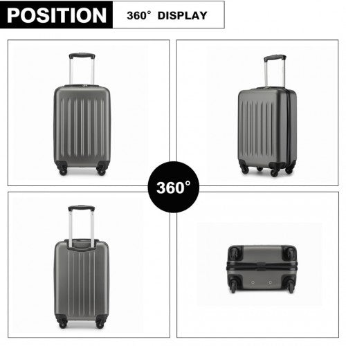 Kono Durable 20 Inch Lightweight ABS Vertical Textured Carry - On Suitcase with Secure 3 - Digit Lock - Grey