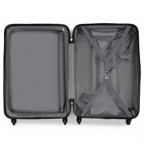 Kono Durable 24 Inch Lightweight ABS Vertical Textured Check - in Suitcase with Secure 3 - Digit Lock - Grey