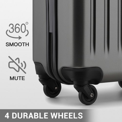 Kono Durable 24 Inch Lightweight ABS Vertical Textured Check - in Suitcase with Secure 3 - Digit Lock - Grey