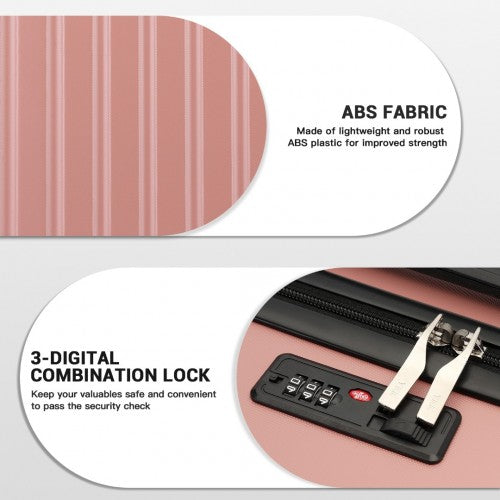 Kono Durable 28 Inch Expandable ABS Vertical Textured Hard Shell Suitcase with Secure 3 - Digit Lock - Nude