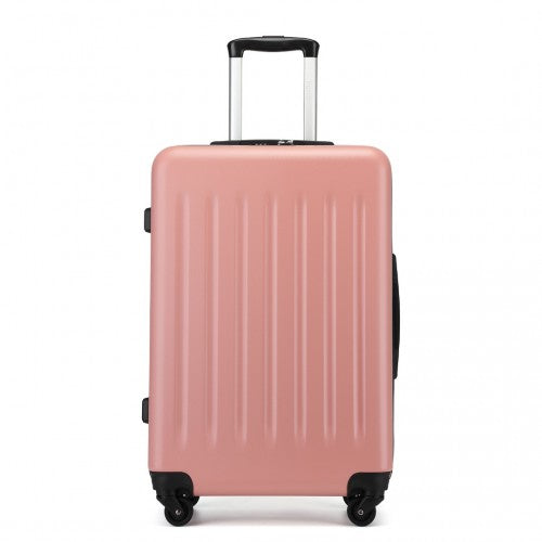Kono Durable 24 Inch Lightweight ABS Vertical Textured Check - in Suitcase with Secure 3 - Digit Lock - Nude