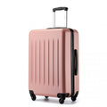 Kono Durable 24 Inch Lightweight ABS Vertical Textured Check - in Suitcase with Secure 3 - Digit Lock - Nude