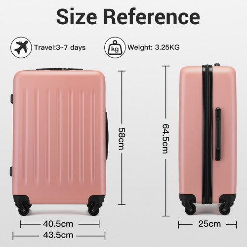 Kono Durable 24 Inch Lightweight ABS Vertical Textured Check - in Suitcase with Secure 3 - Digit Lock - Nude